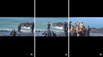 Duh! Wisatawan Pelabuhan Ratu Jatuh dan Hampir Tenggelam di Laut Gegara Tak Hati-hati Saat Selfie