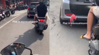 Mobil Plat H Bikin Gagal Fokus Pengendara Lain Gagara Benda yang Terjepit di Pintu, Publik: Duh Meresahkan