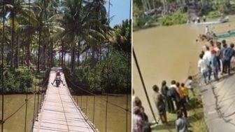 Jembatan Gantung di Pekon Biha Putus, 8 Motor Tercebur ke Sungai