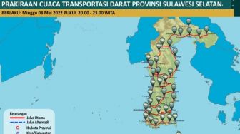 Prakiraan Cuaca Transportasi Darat Sulawesi Selatan, Minggu 8 Mei 2022