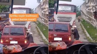 Bosan Terjebak Macet, Sopir Bus Iseng Turun Bersihkan Mobil Pengendara Lain