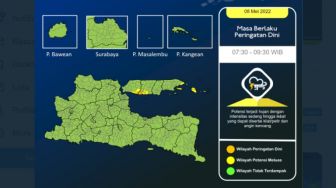 Cuaca Hari Ini di Jatim, Hujan Bakal Mengguyur Sejumlah Wilayah di Pulau Madura