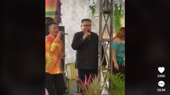 Heboh Lelaki Mirip Kim Jong Un Nyumbang Lagu di Kondangan, Warganet: Kalau Nyumbang Nuklir Bahaya