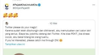 Cari Jodoh di Twitter Bukannya Curi Hati Perempuan, Pria Ini Malah Bikin Akun Ditjen Pajak 'Kepincut' Penghasilannya