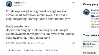 Sering Lihat Utas Orang Masuk RS Gara-gara Begadang dan Telat Makan, Pria Berprofesi Perawat Ini Jelaskan Penyebabnya