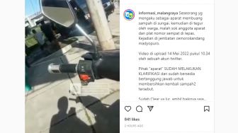 Viral Pria Ngaku Anggota Brimob Buang Sampah di Jembatan Cemorokandang Malang