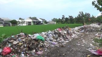 Bikin Ngeri! Jalan Desa di Karanganyar Tertutup Tumpukan Sampah, Bau Menyengat Jadi Santapan Warga