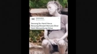 Viral Ibu Hamil Jadi Manusia Silver Duduk Termenung di Pinggir Jalan Raya