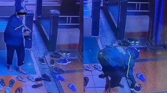 Terekam CCTV, Seorang Kakek Curi Sepatu Jemaah di Masjid, Tuai Pro Kontra: Mungkin Buat Anaknya