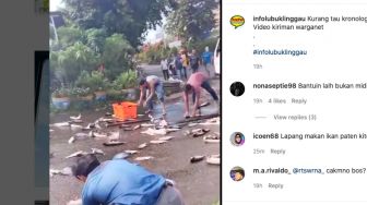 Ratusan Ikan Berhamburan di Jalan Raya di Lubuklinggau, Netizen Girang: Hujan Ikan Nih