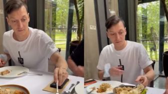 Mesut Ozil Santap Deretan Masakan Indonesia, Warganet Salfok Makan Gado-gado Pakai Garpu dan Pisau