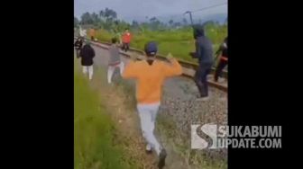 Viral Video Tawuran Pelajar di Rel Kereta Api di Sukabumi, Warga Ungkap Fakta Ini
