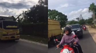 Punya Pacar Sopir Truk, Cara Cewek Ini Menyapa di Jalan Bikin Ngakak