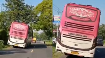 Suspensi Jebol, Video Bus Jalan Miring Ini Buat Warganet Sedih