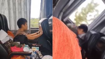Bikin Kagum, Bocah Cilik Terekam Tayamum dan Salat dalam Bus, Publik: Semoga Istiqomah