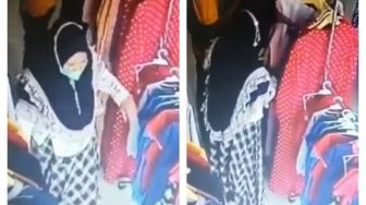 Viral Emak-emak Bergamis Curi Baju di Toko Pakaian, Aksinya Terekam CCTV