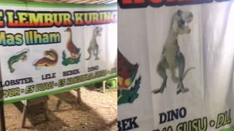 Tenda Penjual Makanan Ini Bikin Salfok, Ada Penyetan Dino?