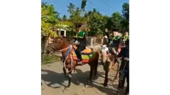 Momen Wisudawan Diarak Keliling Kampung Naik Kuda, Endingnya Bikin Trauma
