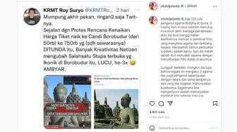 Meme Stupa Borobodur Mirip Jokowi yang Diunggah Roy Suryo Berbau SARA, Wamenag: Simbol Agama Jangan jadi Bahan Guyonan!