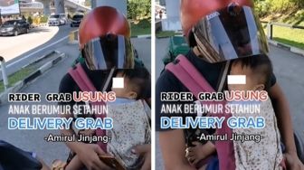 Haru Perjuangan Ayah, Setir Motor Pakai Satu Tangan Gegara Kerja Antar Makanan Sambil Gendong Anak