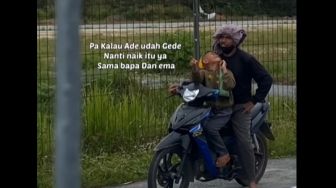 Viral Pria Bagikan Cara Sederhana Bahagiakan Anak di Atas Motor, Publik: Aku Iri