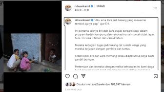 Ridwan Kamil Unggah Foto Eril dan Zara saat Kecil: Tukang yang Mewarnai Tembok