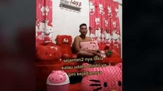 Turuti Hobi Istri, Pria Ini Pasrah Dekorasi Rumahnya Dihias dengan Karakter Hello Kitty