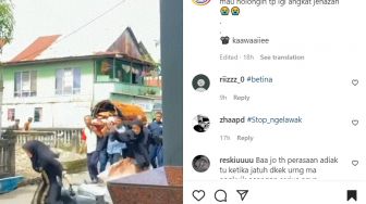 Akibat Menghindari Warga yang Bawa Keranda Jenazah, Pemotor ini Berakhir Terguling di Jalan