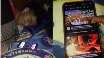 Teman Lagi Tidur Pakai Headset, Pria Ini Ganti Lagu Jadi Video Siksa Kubur