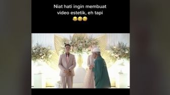 Pengantin Baru Ini Berpose Maksimal Buat Video Estetik, Endingnya Gagal Gegara Kakek-kakek Lewat