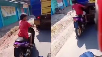 Viral Bocah Kendarai Sepeda Motor Berujung Tabrak Truk, Warganet Kompak Salahkan Orang Tuanya