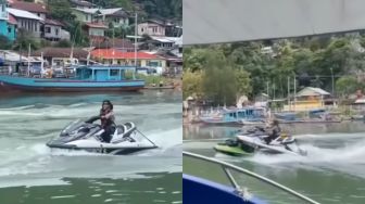 Viral, Emak-Emak Tabrak Pengendara Lain saat Mengendarai Jet Ski, Publik: Nggak di Darat, Nggak di Laut Sama Saja