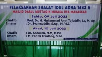 Hormati Perbedaan, Pengurus Masjid Darul Muttaqin Makassar Gelar Salat Idul Adha Selama Dua Hari