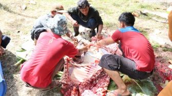 Polres Rohil Gelar Pelaksanaan Sholat Idul Adha dan Pemotongan Hewan Qurban