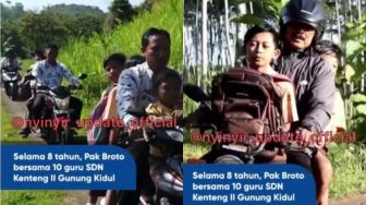 Viral Pak Guru Broto, 8 Tahun Antar - Jemput 25 Muridnya Pakai Motor agar Tak Putus Sekolah