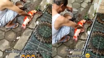 Viral Aksi Pria Paruh Baya Sembelih Ikan Harga Puluhan Juta, Ternyata Bukan Milik Cucunya, Melainkan Hanya Titipan