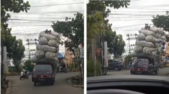 Viral Pria Naik Pikap ODOL sampai Terjang Kabel Listrik, Publik Waswas Kalau Kesetrum