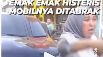 Emak-emak Nangis Histeris Sedan Lexus Yang di Parkir Pinggir Jalan Ditabrak Truk, Publik: Duh Mahal