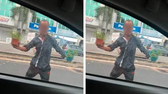 Viral Pengemis Nekat Tiduran di Aspal sampai Lempar Pot ke Mobil Gegara Tak Diberi Uang