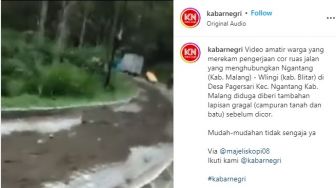 Viral Pengecoran Jalan Ngantang Malang- Wlingi Blitar Dicampur Gragal, Perekam Cari Mandor Proyeknya