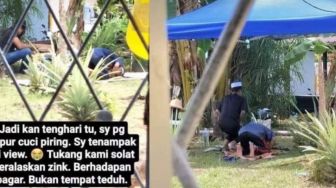 Merasa Bersalah Tukang Bangunan Salat di Luar saat Panas, Pasutri Non Muslim Ini Langsung Belikan Kanopi