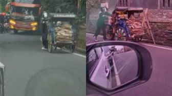 Mbak-mbak Bantu Pria Dorong Becak di Tanjakan Jalan: Calon Istri Idaman