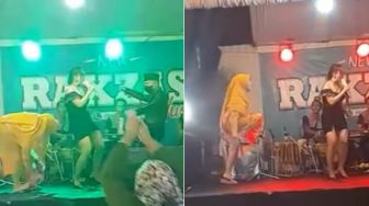 Viral Emak-emak Ngamuk Pergoki Suaminya Joget dan Sawer Biduan