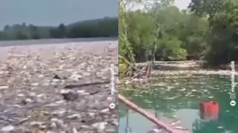 Miris! Heboh Wajah Laut dan Rawa Pulau Sangiang yang Berubah Jadi Lautan Sampah, Publik Ngelus Dada