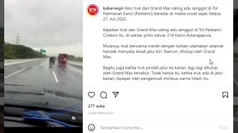 Ugal-ugalan, Truk Saling Adu Senggol dengan Minibus di Jalan Tol: Ngeri Kepleset