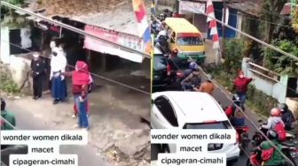 Video Emak-emak Turun Tangan Urai Kemacetan di Jalan Sempit Bikin Netizen Terpesona: Duta Lalu Lintas!