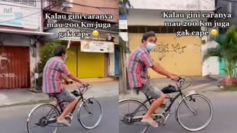 Pria Ini Kendarai Sepeda Tanpa Dikayuh, Warganet: Gowes Tanpa Keringetan