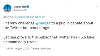 Elon Musk Tantang Debat CEO Twitter Soal Persentase Bot