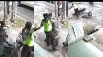 Apes! Hendak Kabur dari Tilang Polisi, Pengendara Sepeda Motor Ini Malah Jatuh Terjungkal