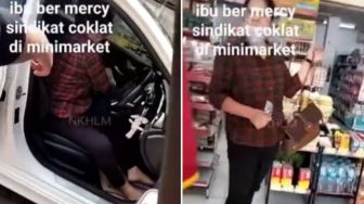 Video Viral Emak-emak Bermobil Mercy Tepergok Curi Banyak Cokelat di Minimarket